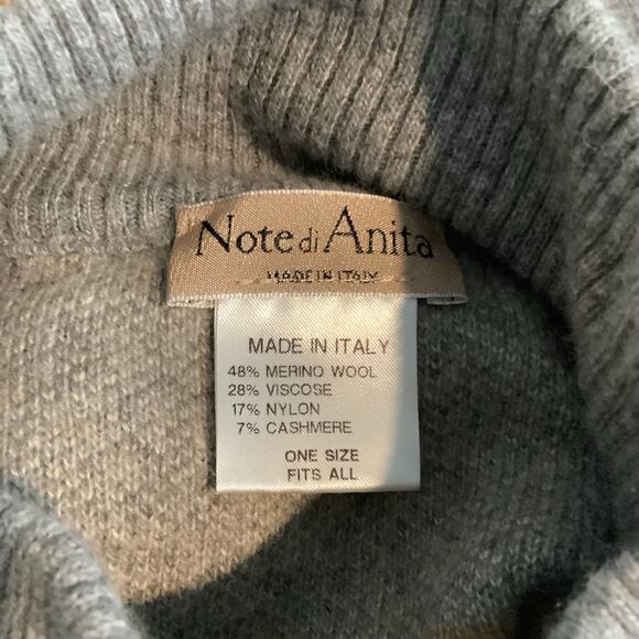 Note di Anita Tan Gray Checkered Dolman Sleeve Mock Neck Sweater One Size - Picture 6 of 7